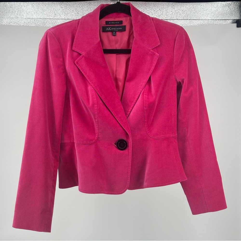 Women’s 6P Hot Pink Cotton Velvet Anne Klein Blazer Barbiecore